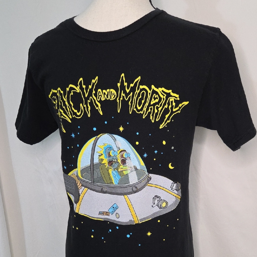 Men's Small Rick‎ and Morty Space Adventure Black T-Shirt
